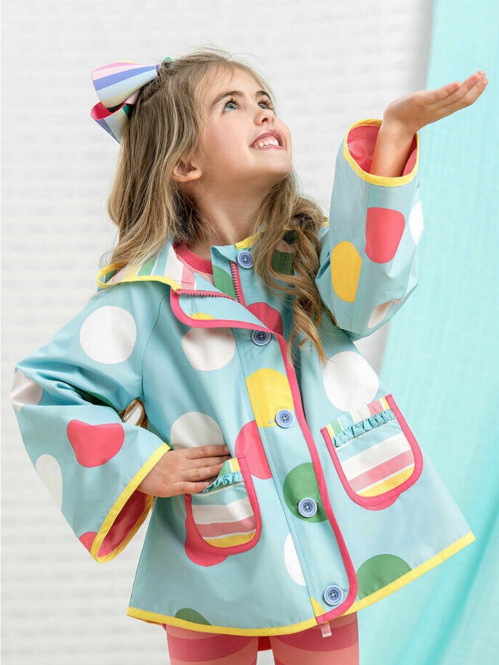 Girls' Pastel Polka Dot Rain Jacket “dancing in the rain”